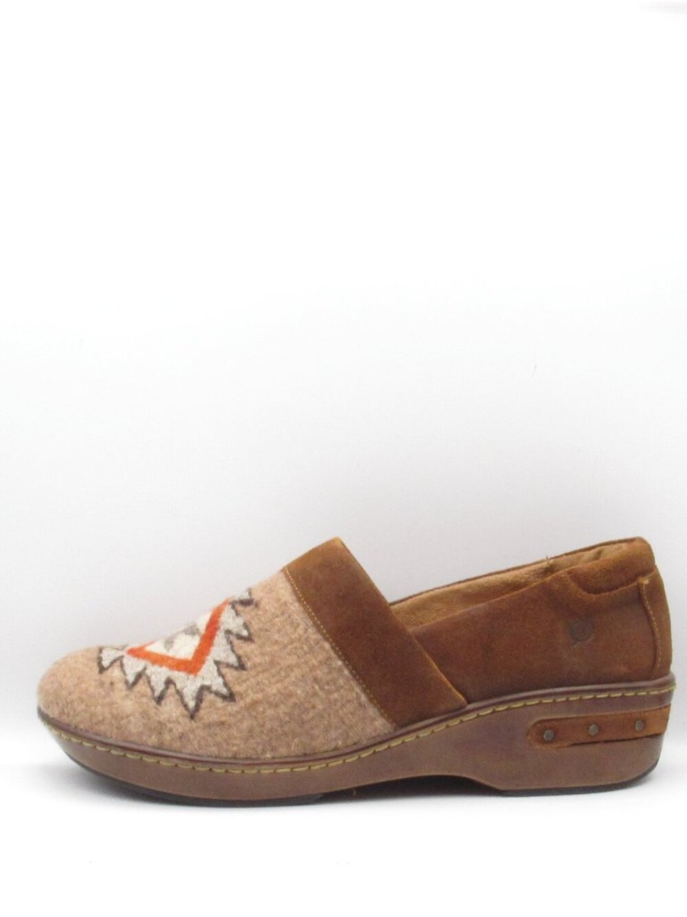 Born Brown/Red Bandy Women's Aztec Clogs Size 11 Leather and Fabric - Picture 5 of 15